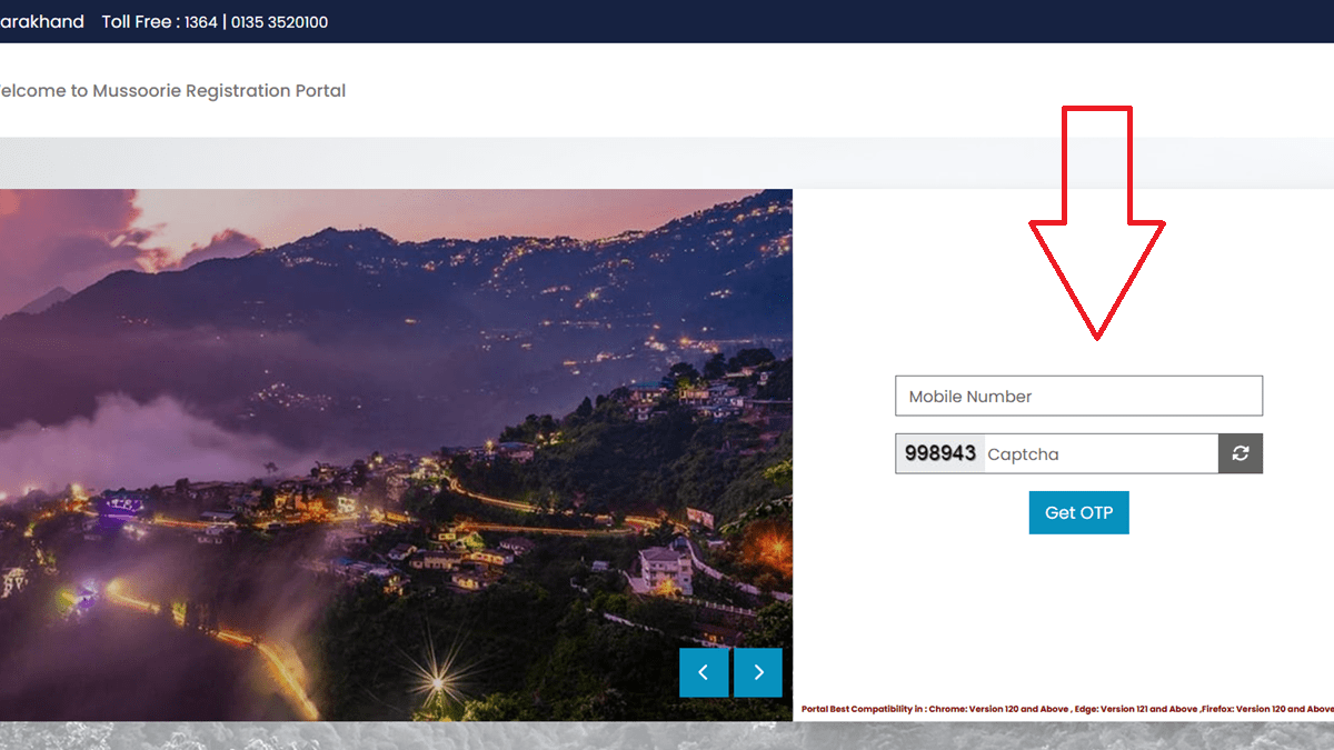 Mussoorie Tourist Registration official website