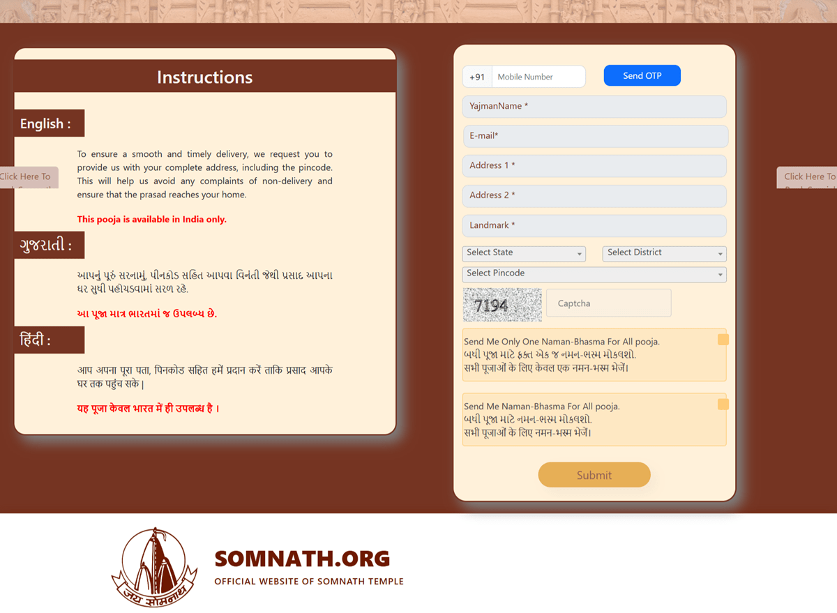 Somnath Bilva Pooja Registration online